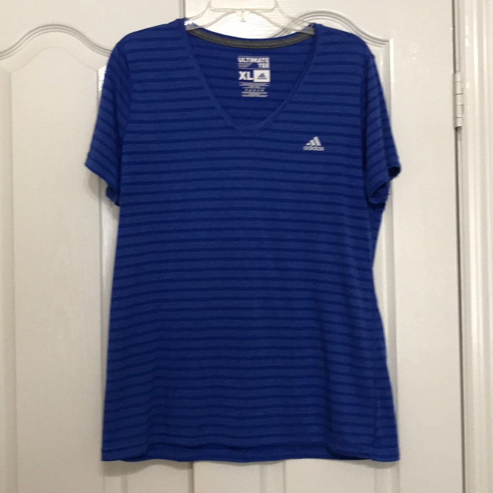 adidas Blue Striped Short Sleeve Tee